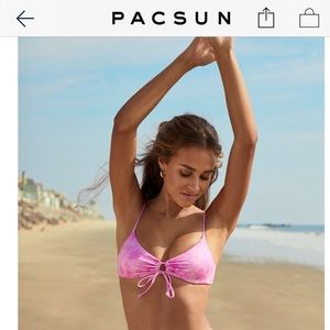 Pink Olivia Tie Front Ring Bikini Top